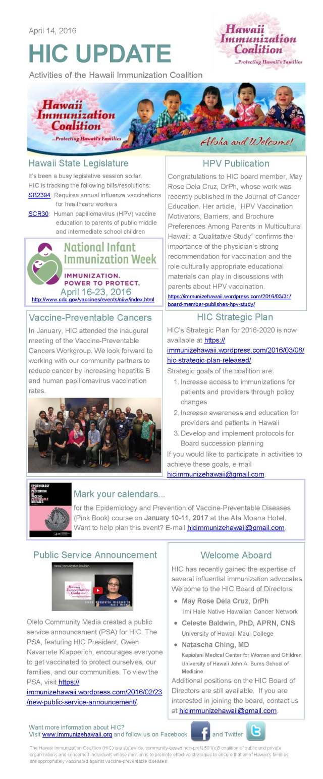 HIC Update April 2016